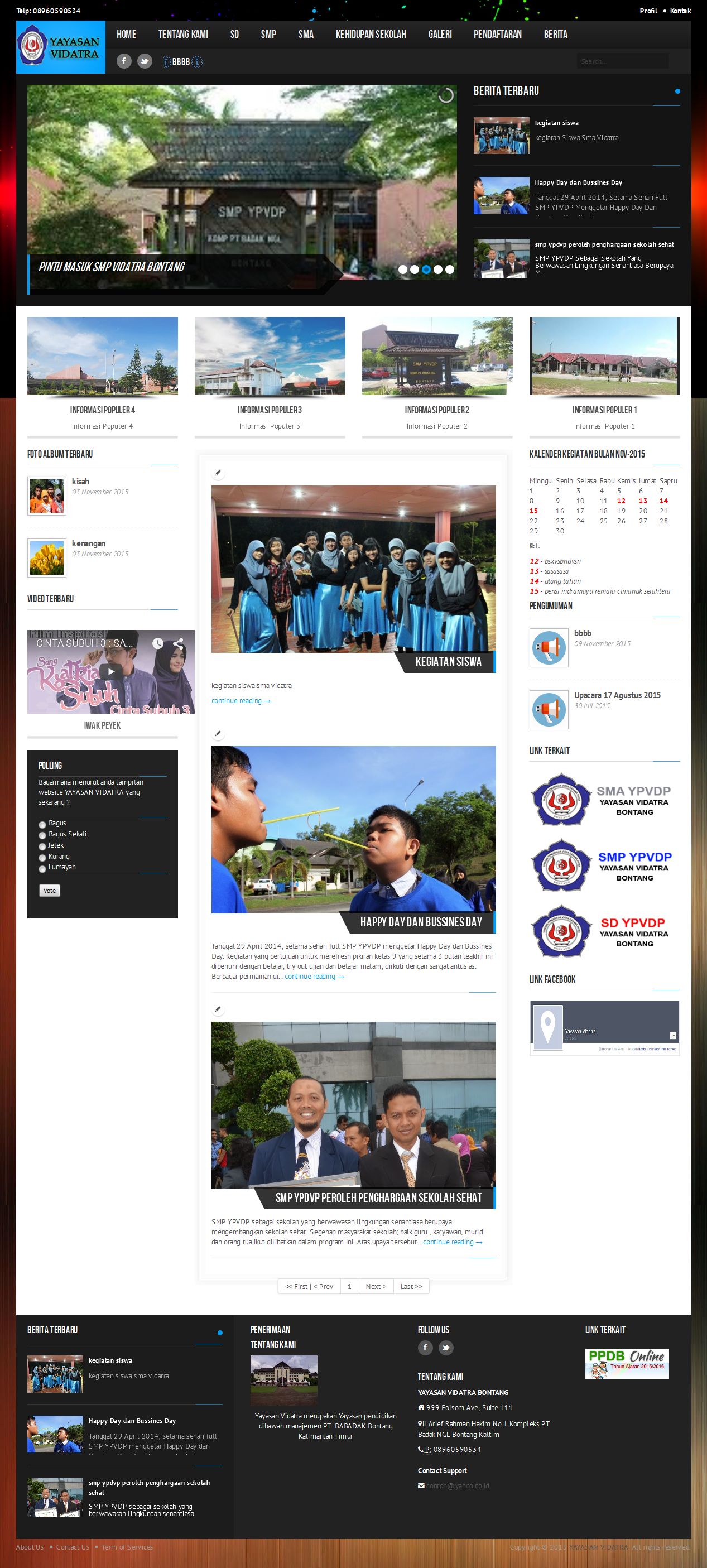 Website Yayasan Vidatra Bontang