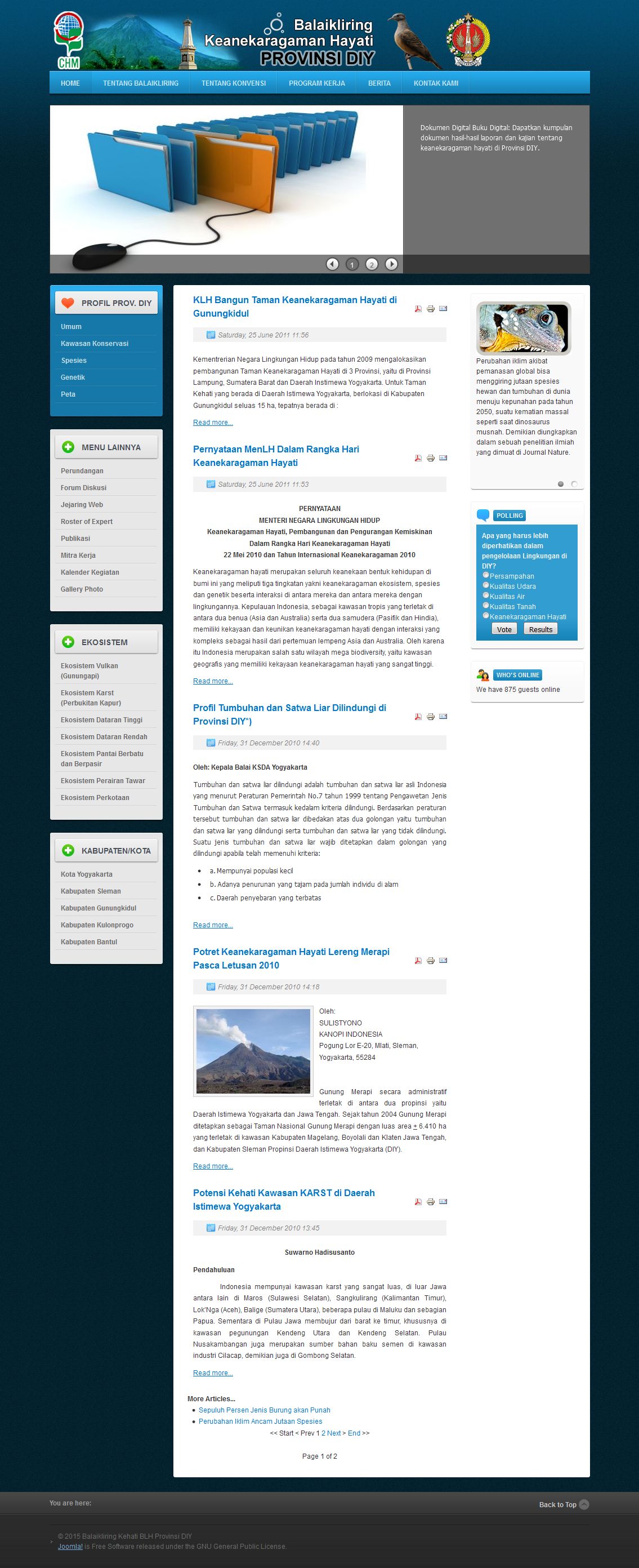 Website Keanekaragaman Hayati BLH Yogyakarta