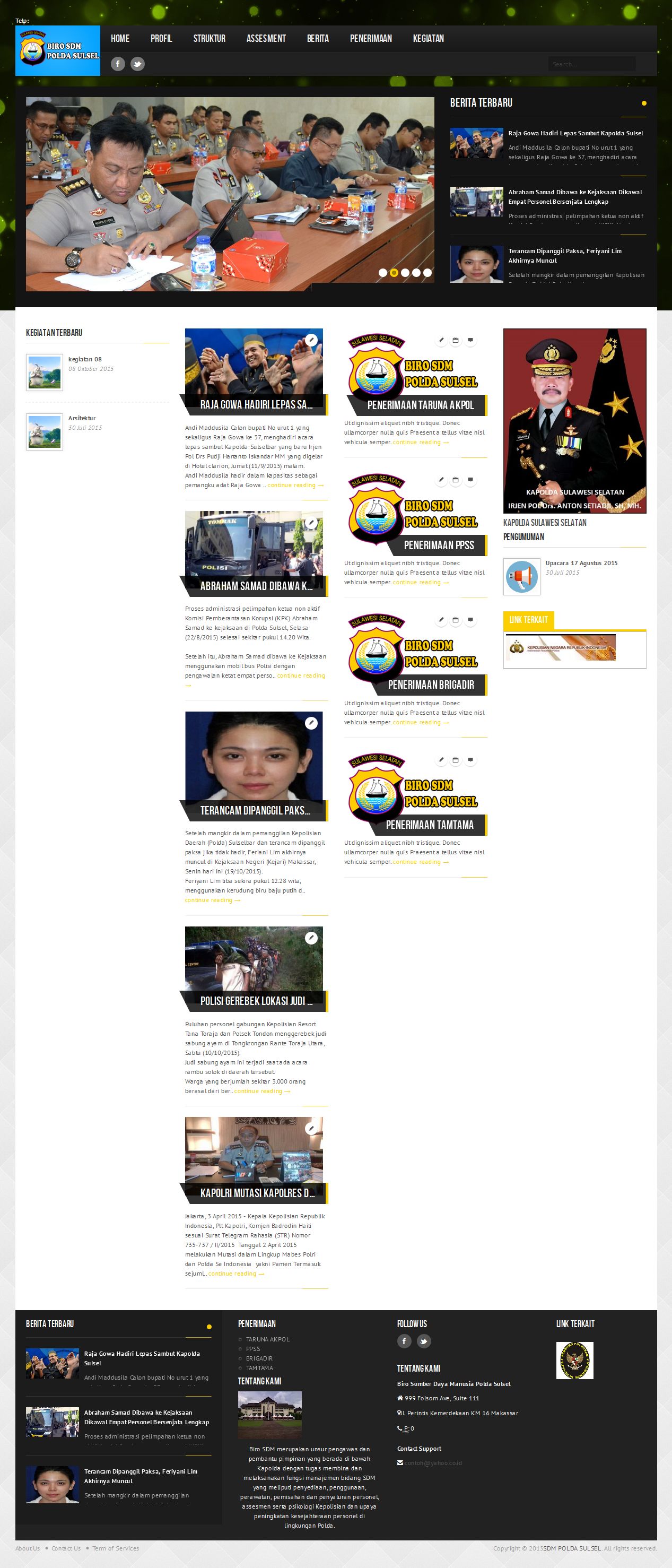 Website Biro SDM Polda Sulawesi Selatan